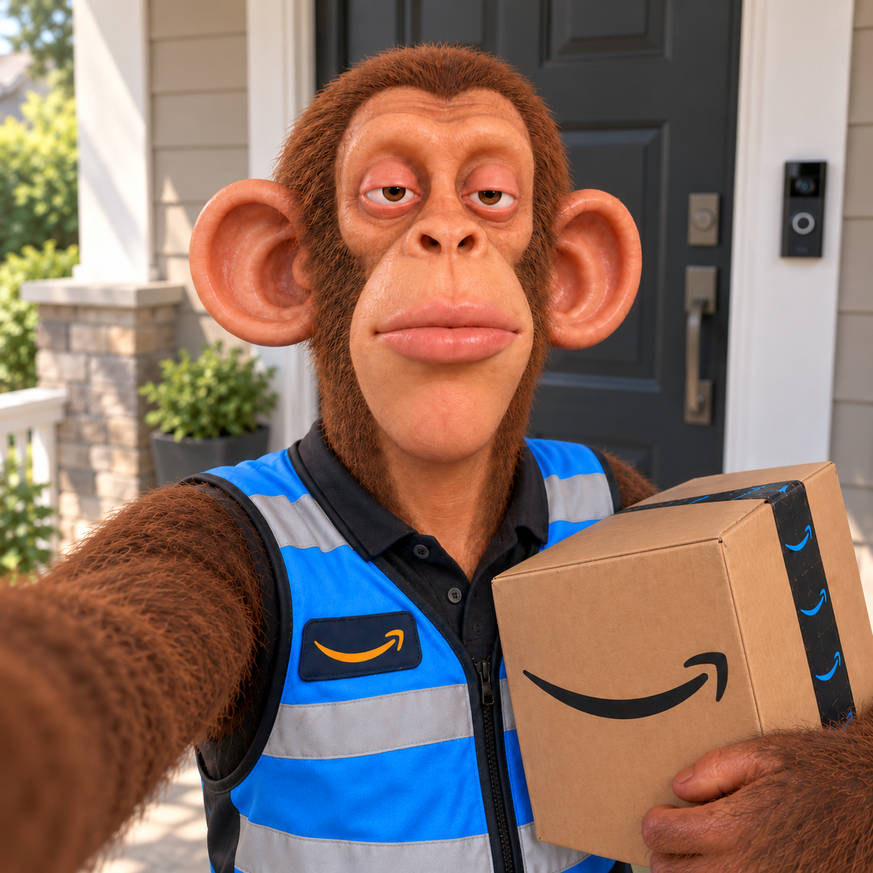 Prime Mate taking a selfie on a customer doorstep